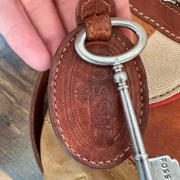 FOSSIL Leather Patchwork Shoulder Bag Crossbody Hobo Handbag Purse VINTAGE - Picture 10 of 15